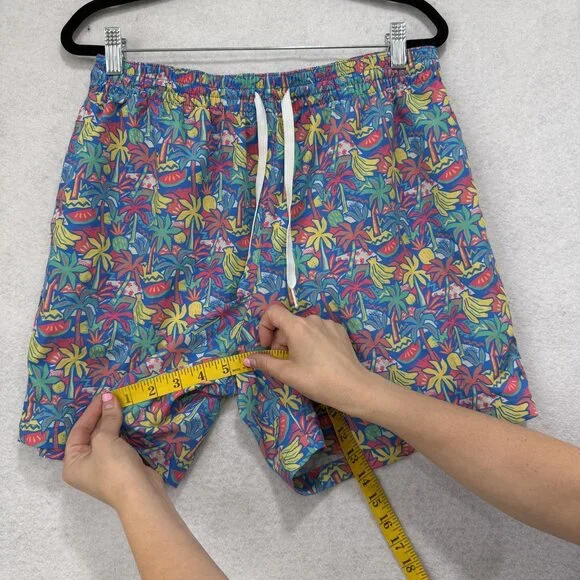 Chubbies Shorts Mens Medium Blue Tropical Swim Trunks 5in Inseam Lined Volley - Picture 4 of 10